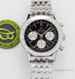 GF V2 Swiss Replica Breitling Navitimer Chronograph Watch 43mm Steel Black Dial